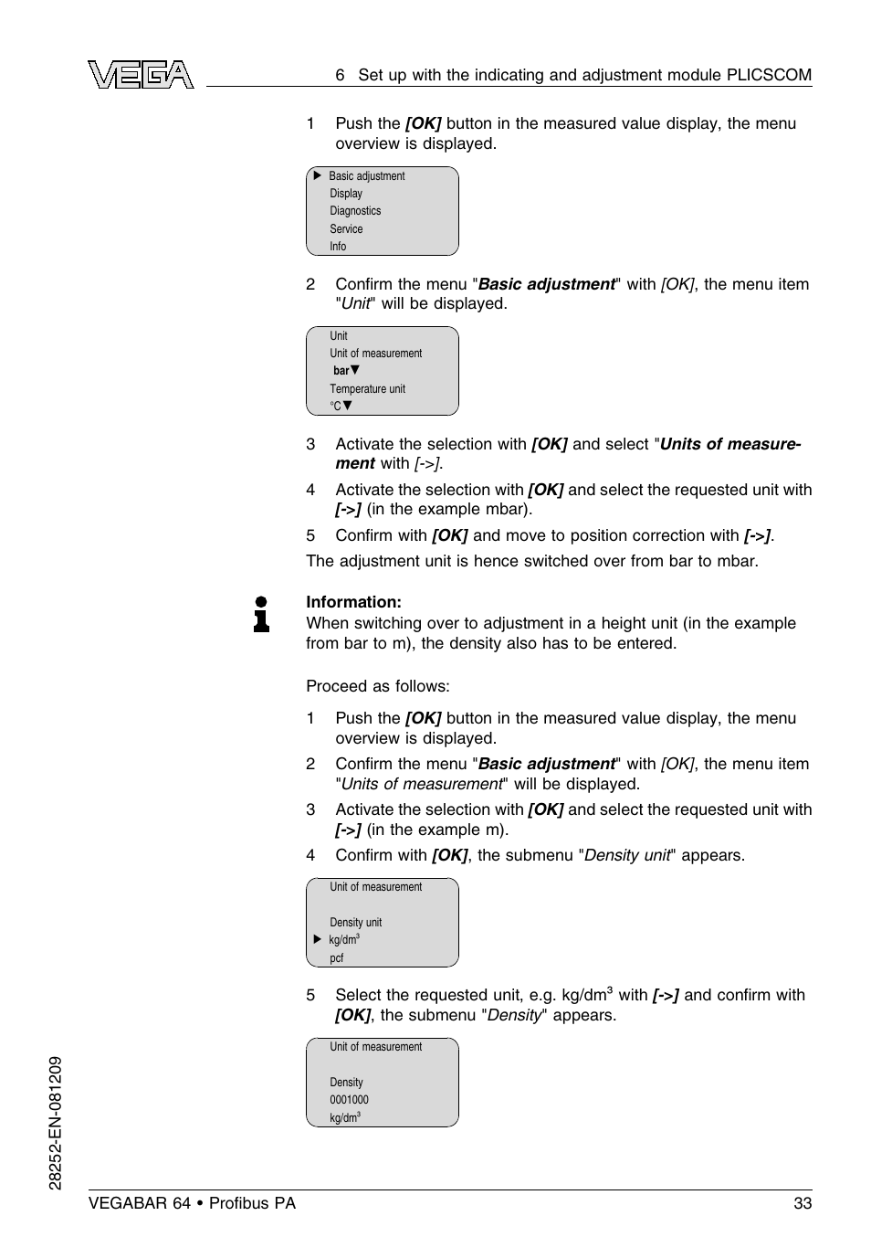 VEGA VEGABAR 64 Proﬁbus PA User Manual | Page 33 / 80