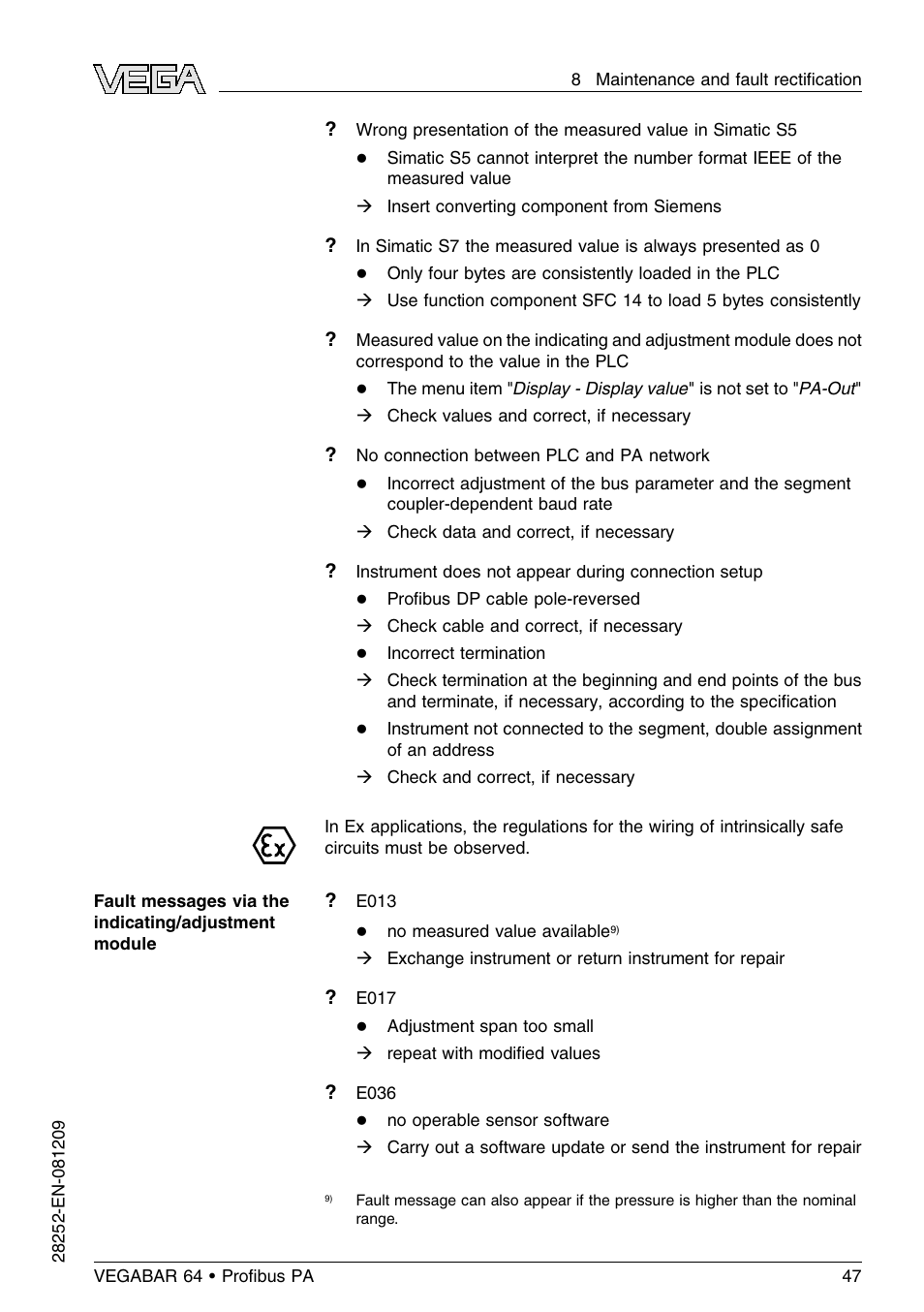 VEGA VEGABAR 64 Proﬁbus PA User Manual | Page 47 / 80