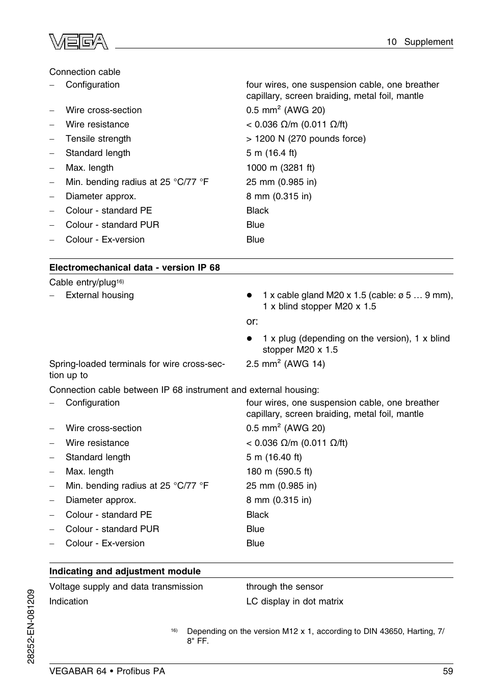 VEGA VEGABAR 64 Proﬁbus PA User Manual | Page 59 / 80