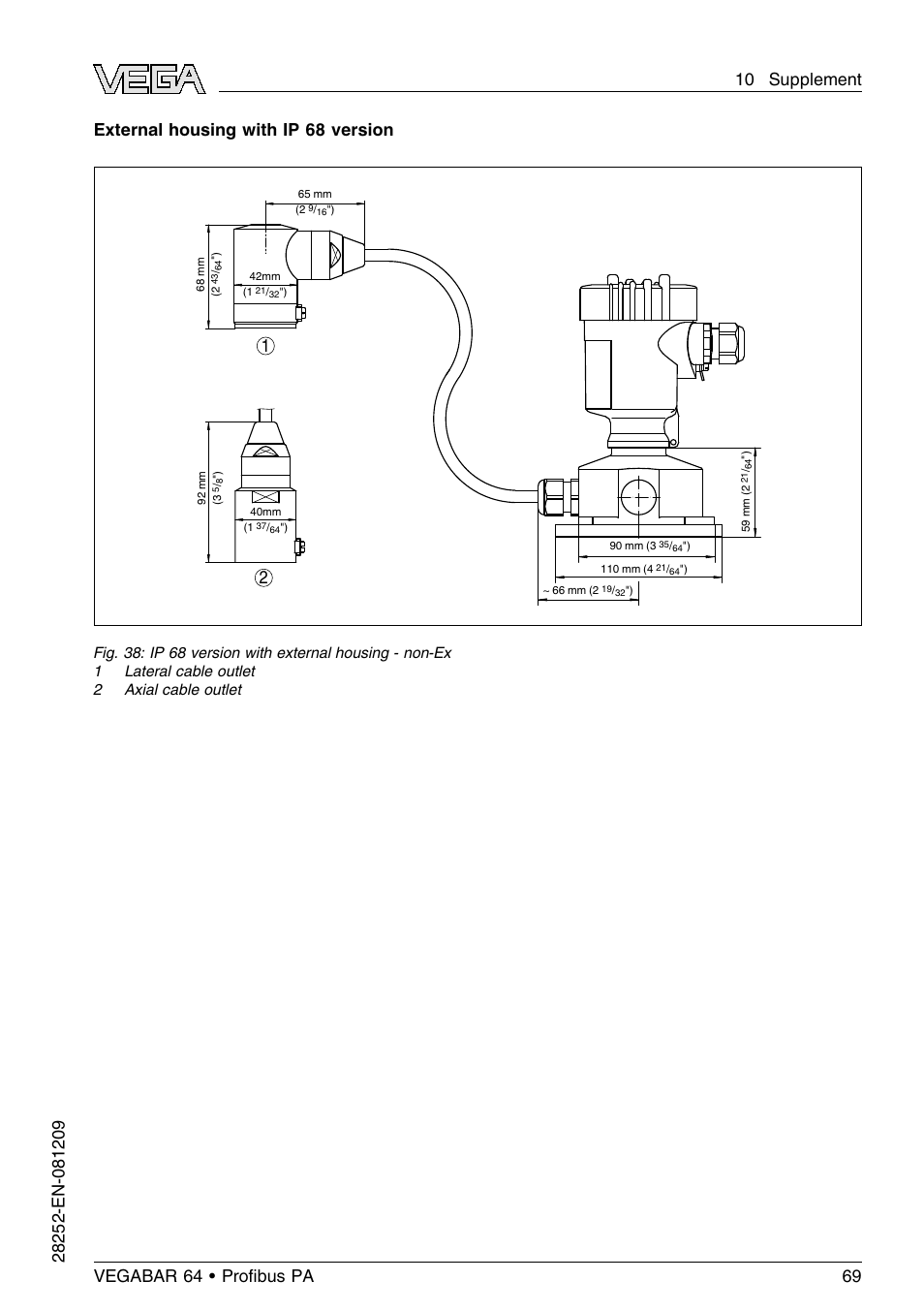 External housing with ip 68 version 1 2 | VEGA VEGABAR 64 Proﬁbus PA User Manual | Page 69 / 80