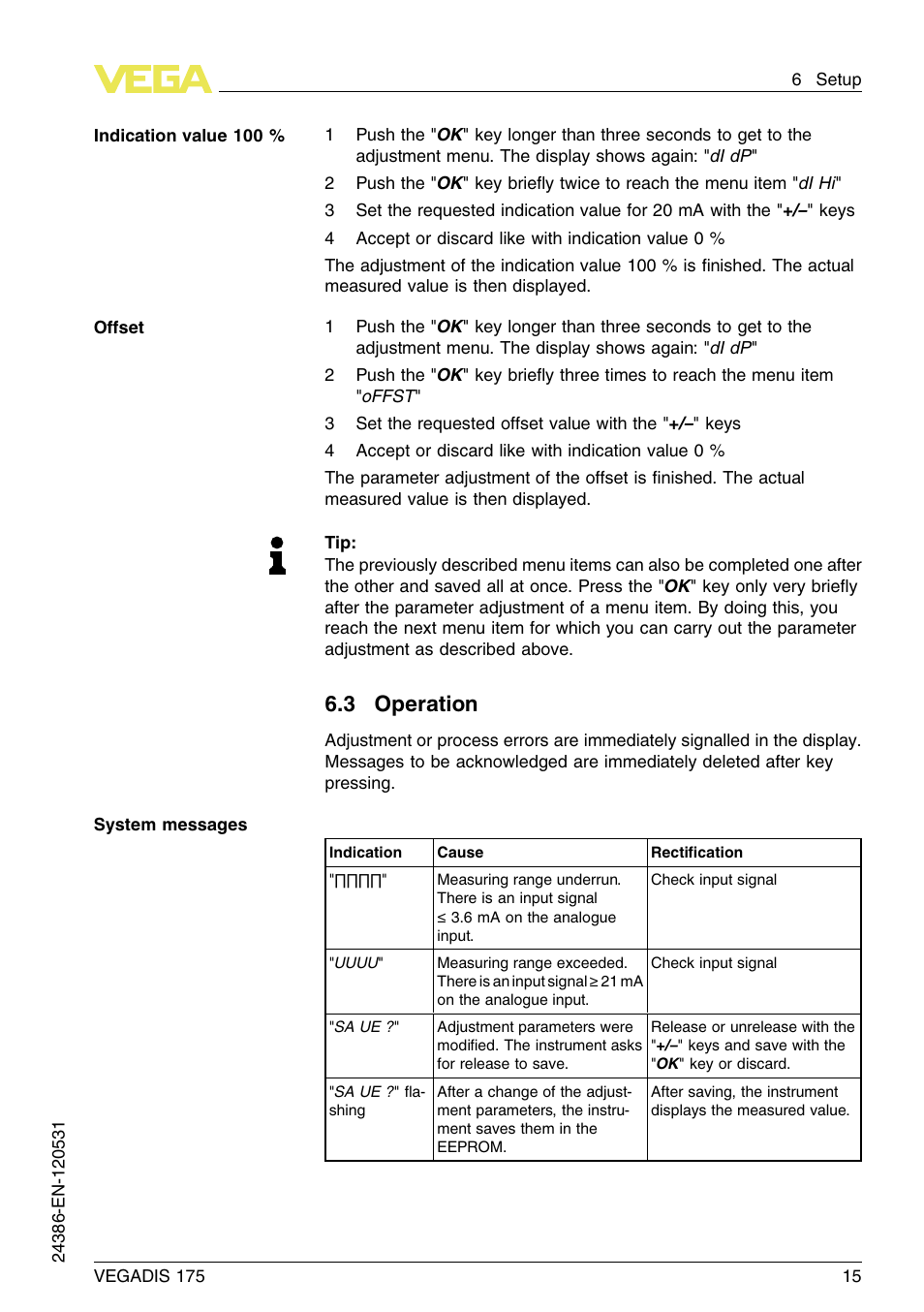 3 operation | VEGA VEGADIS 175 User Manual | Page 15 / 24