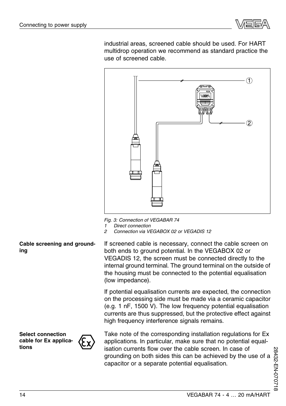 VEGA VEGABAR 74 4 … 20 mA_HART User Manual | Page 14 / 44