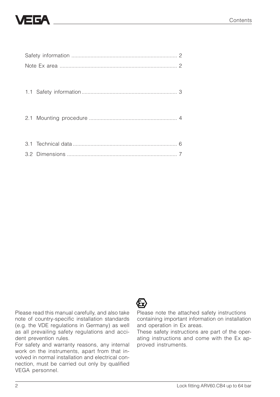 VEGA ARV60.CB4 up to 64 bar User Manual | Page 2 / 8