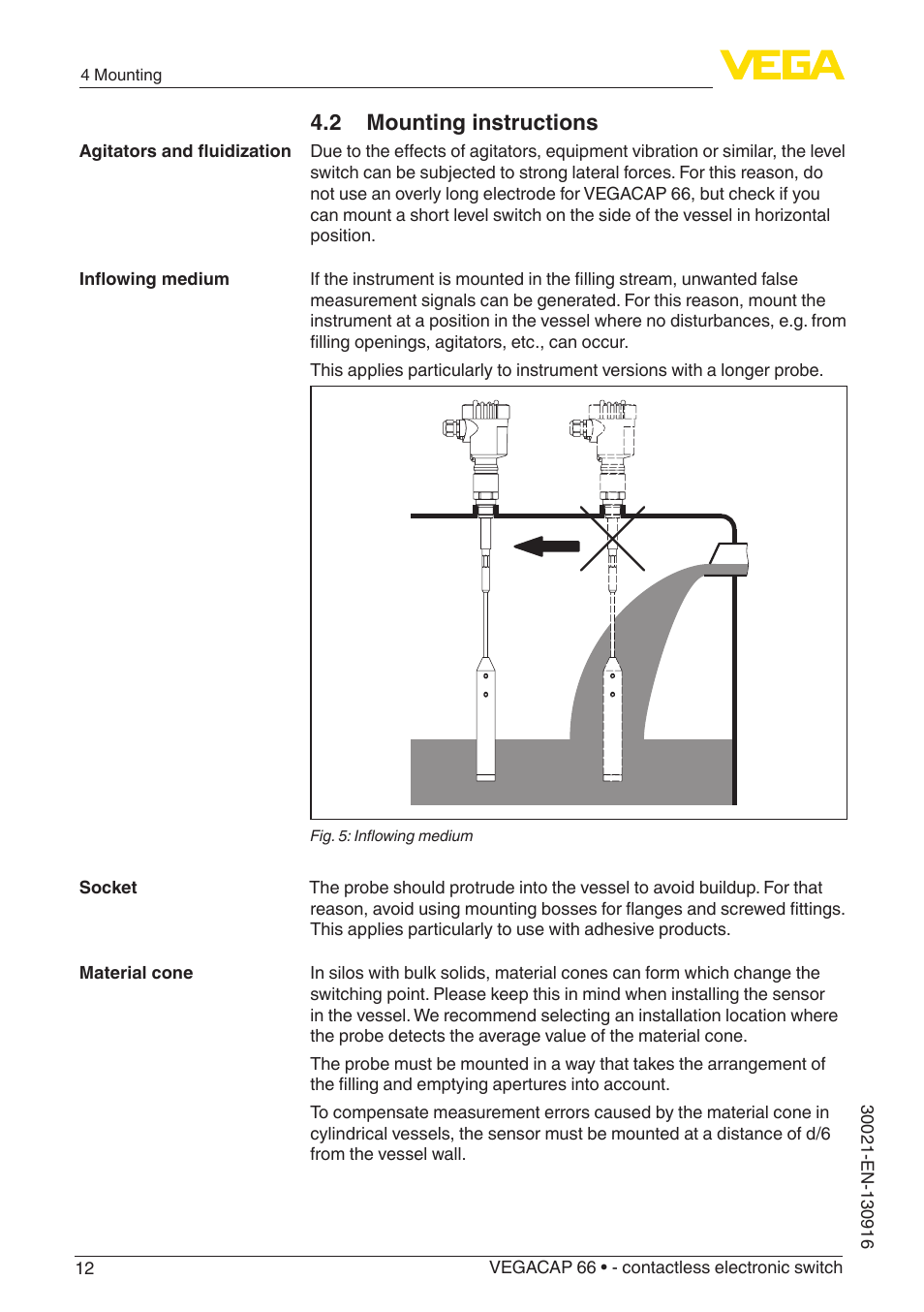 2 mounting instructions | VEGA VEGACAP 66 - contactless electronic switch User Manual | Page 12 / 36