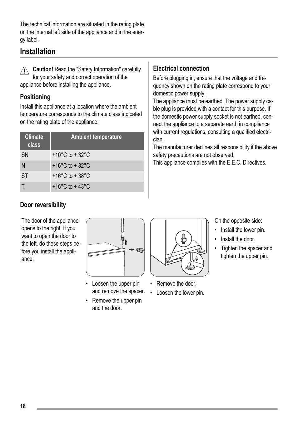 Installation | ZANKER ZKK 8023 User Manual | Page 18 / 44