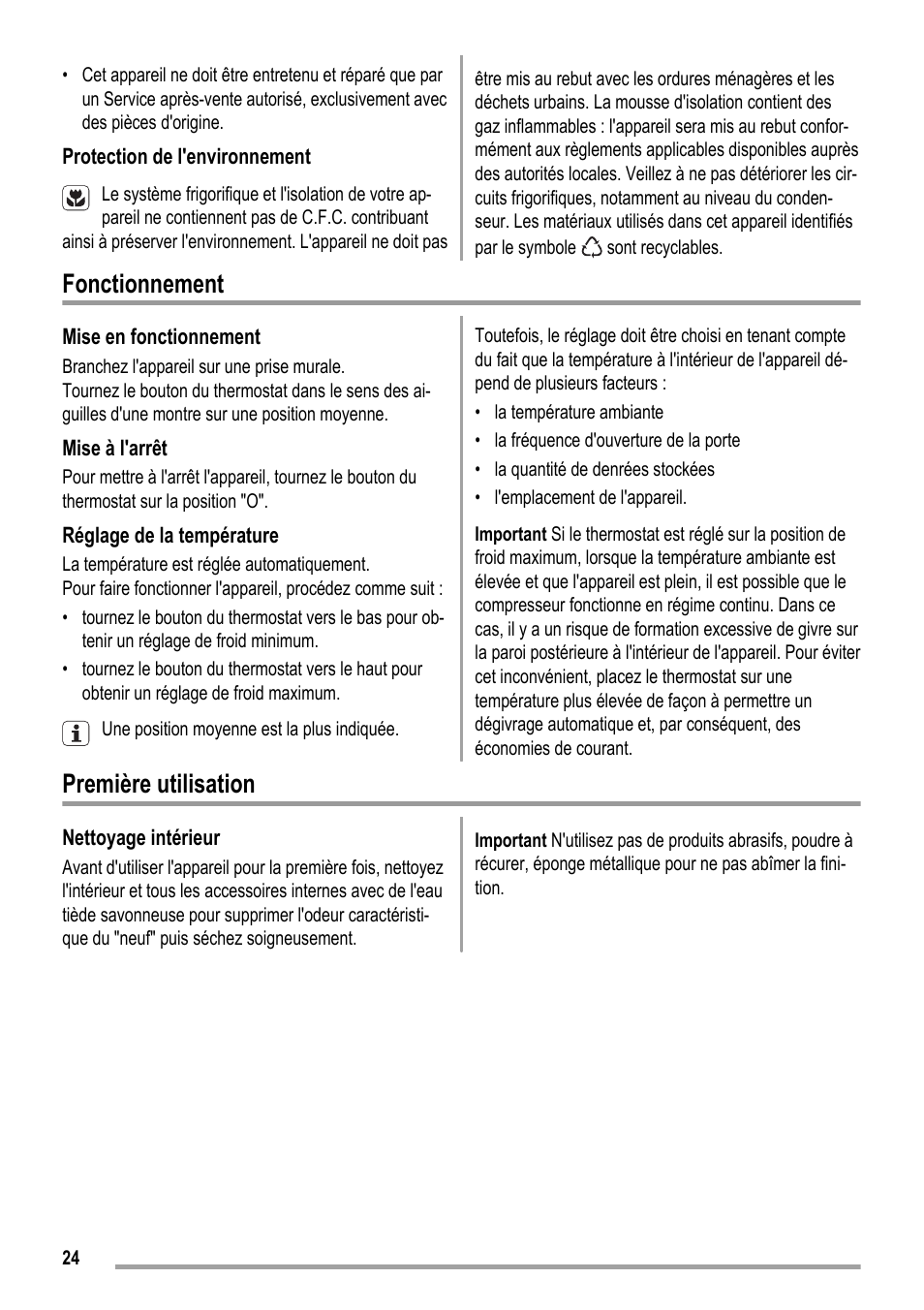 Fonctionnement, Première utilisation | ZANKER ZKK 8023 User Manual | Page 24 / 44