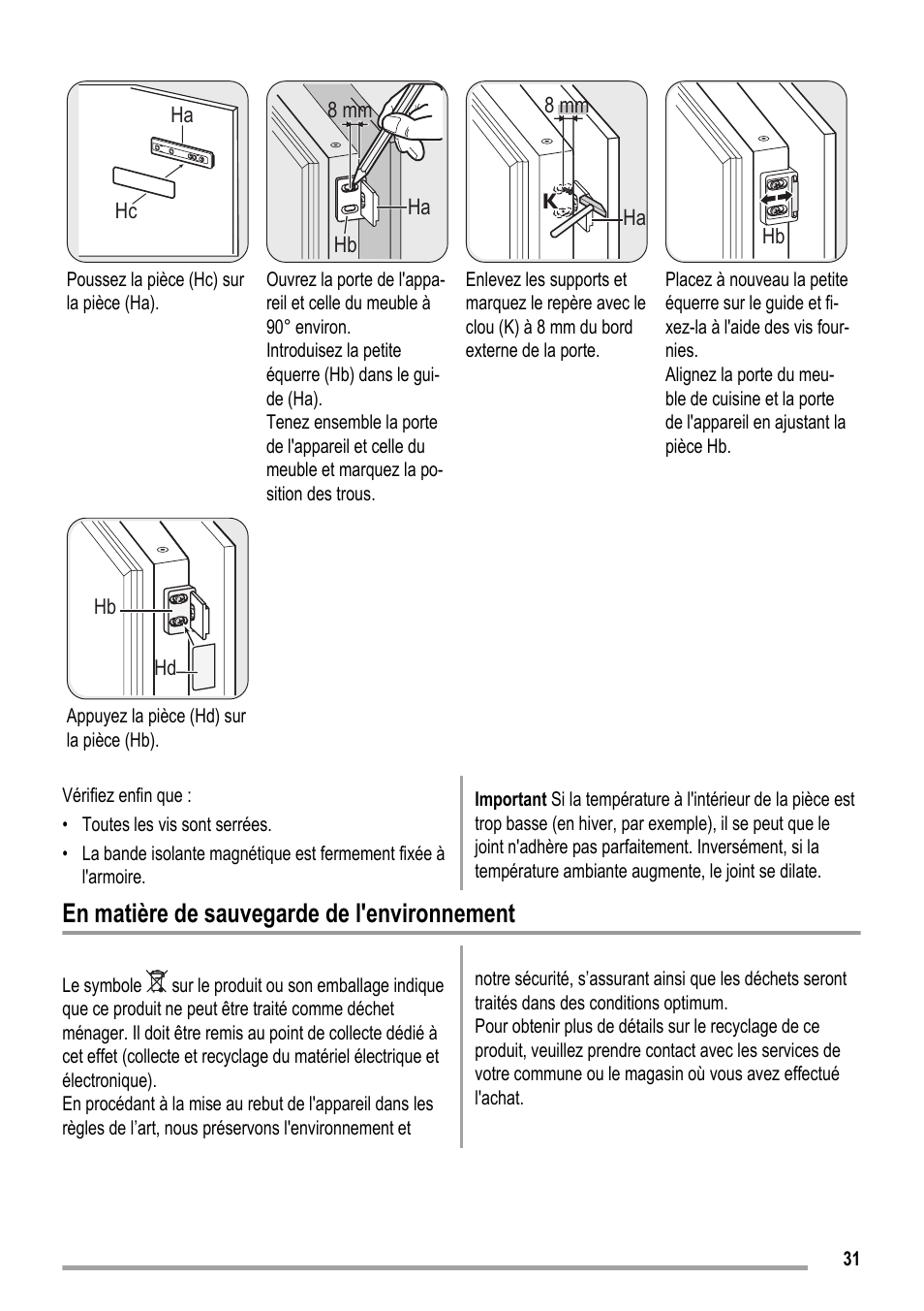 En matière de sauvegarde de l'environnement | ZANKER ZKK 8023 User Manual | Page 31 / 44