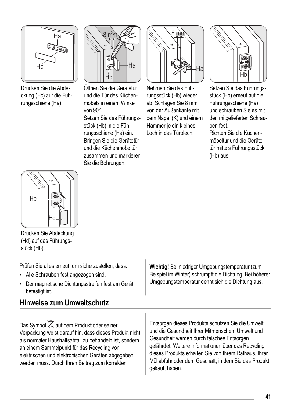 Hinweise zum umweltschutz | ZANKER ZKK 8023 User Manual | Page 41 / 44