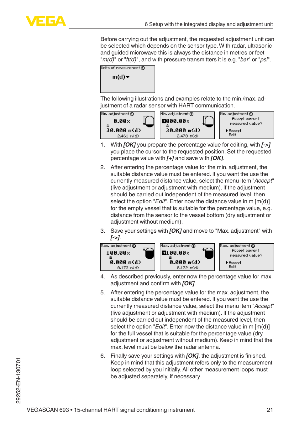 VEGA VEGASCAN 693 User Manual | Page 21 / 48