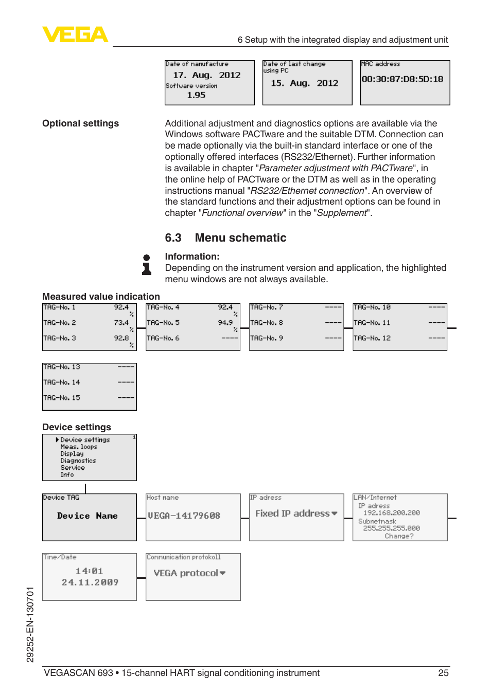 3 menu schematic | VEGA VEGASCAN 693 User Manual | Page 25 / 48