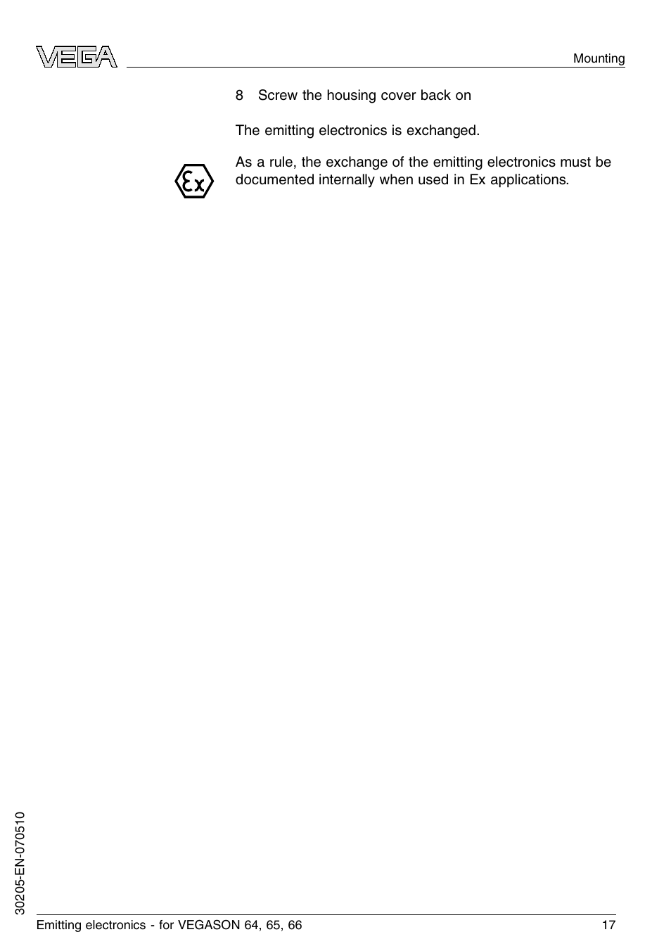 VEGA VEGASON 66 Emitting electronics User Manual | Page 17 / 24