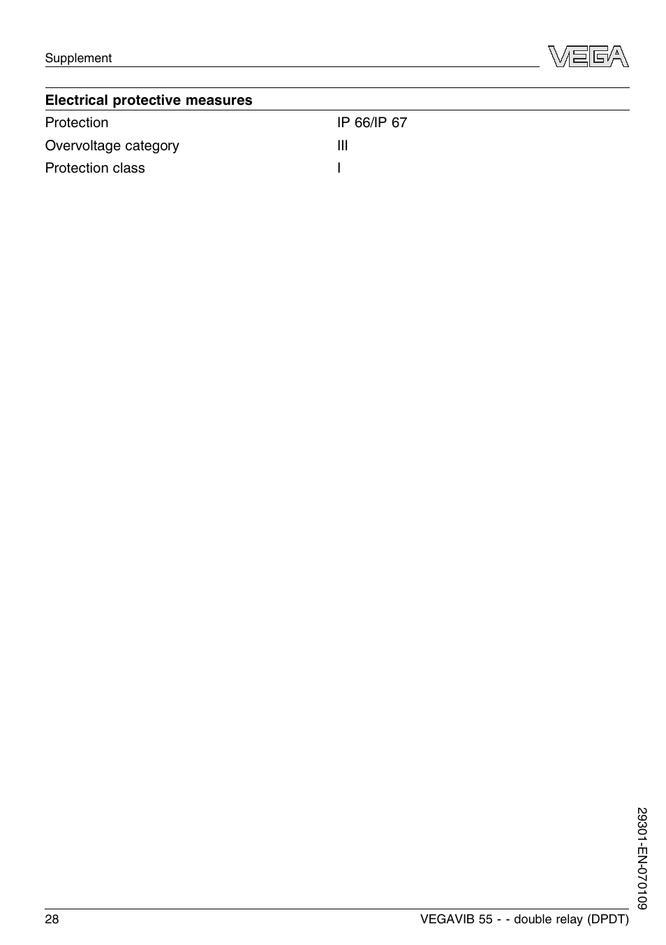 VEGA VEGAVIB 55 - double relay (DPDT) User Manual | Page 28 / 32