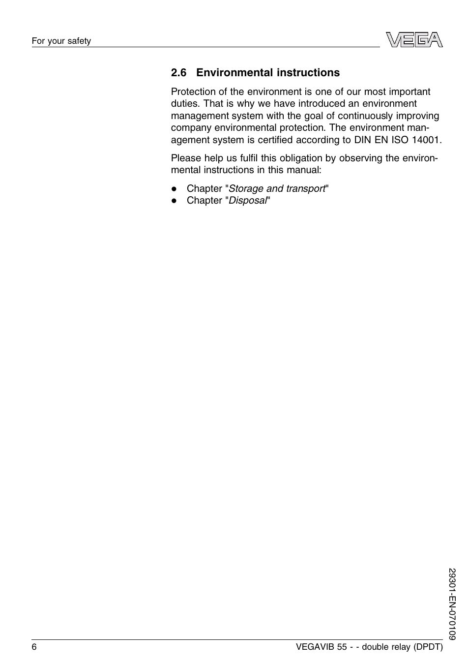 6 environmental instructions | VEGA VEGAVIB 55 - double relay (DPDT) User Manual | Page 6 / 32