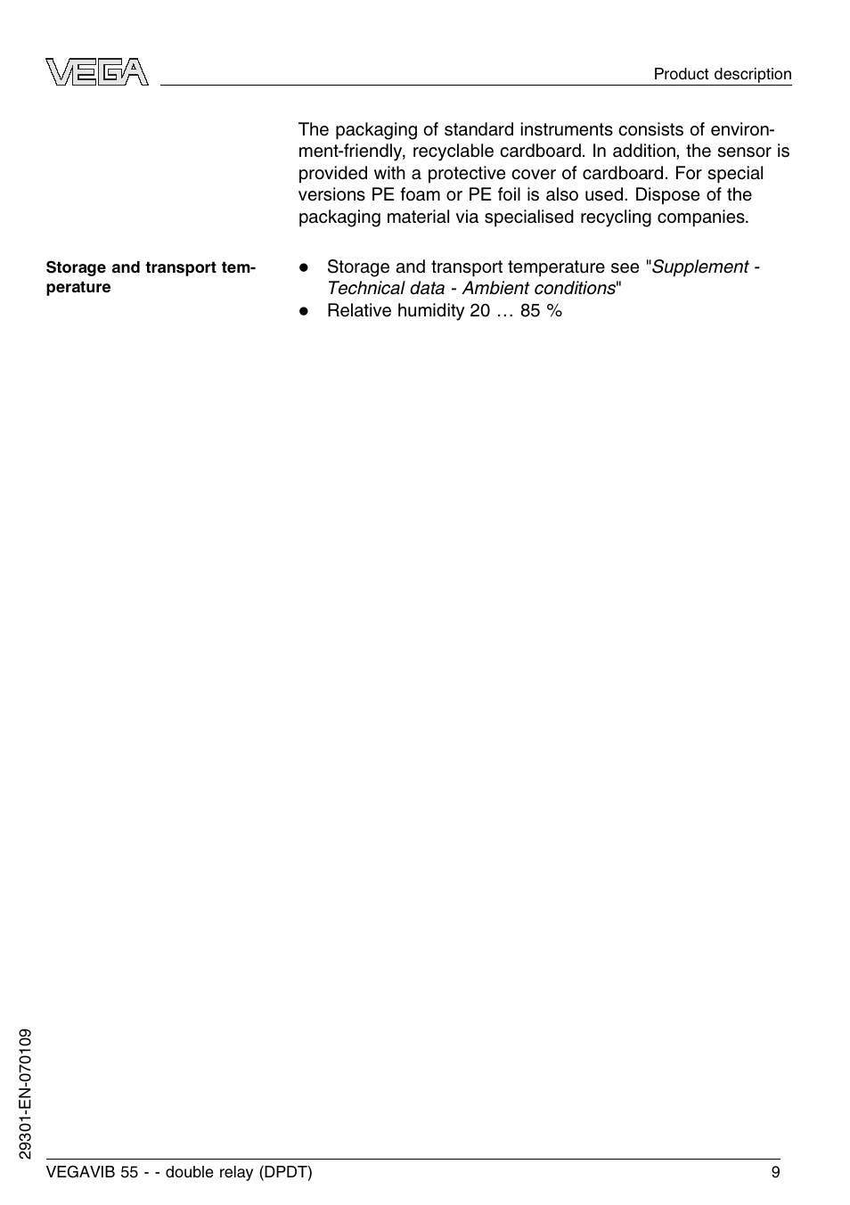 VEGA VEGAVIB 55 - double relay (DPDT) User Manual | Page 9 / 32