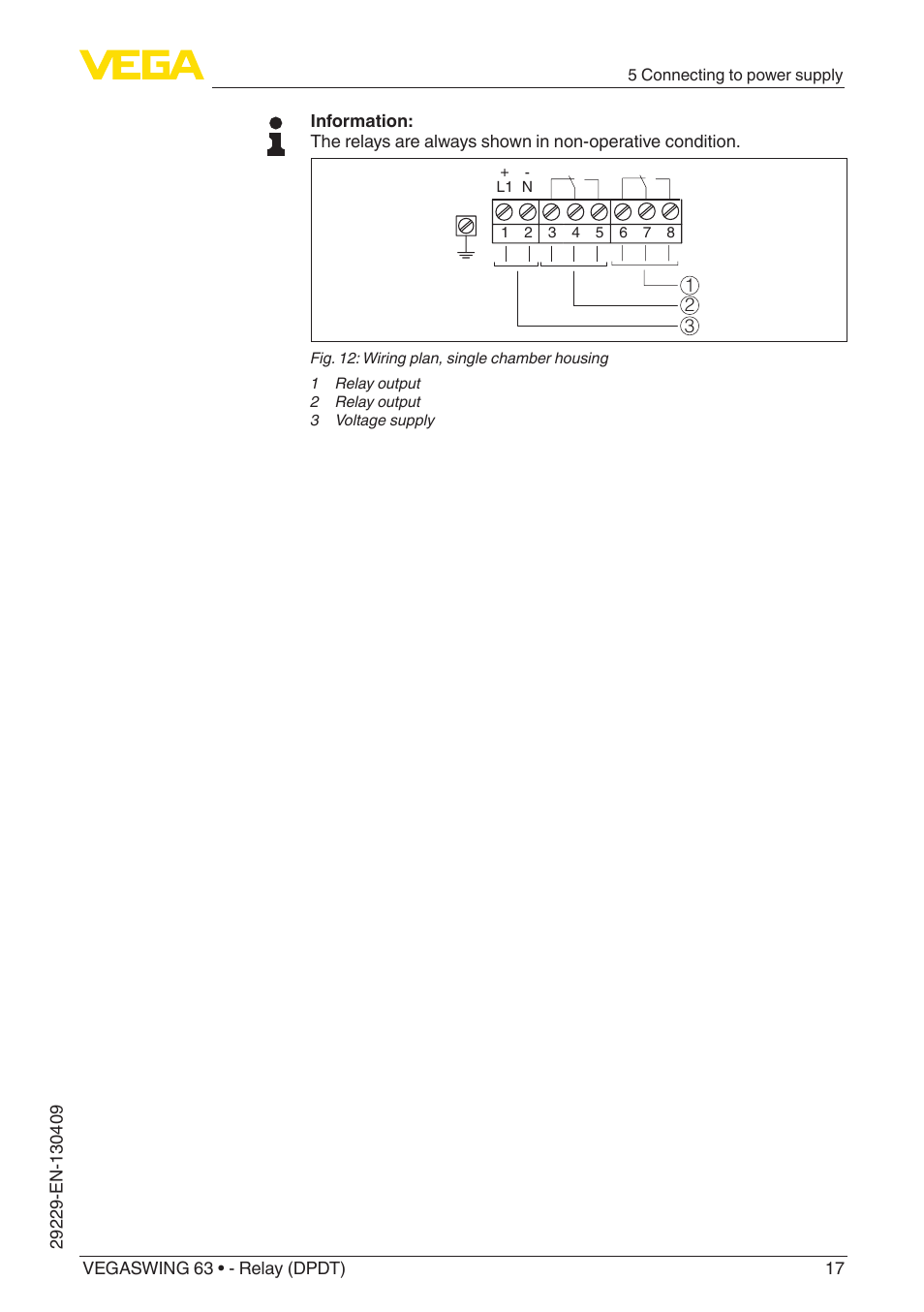 VEGA VEGASWING 63 - Relay (DPDT) User Manual | Page 17 / 36