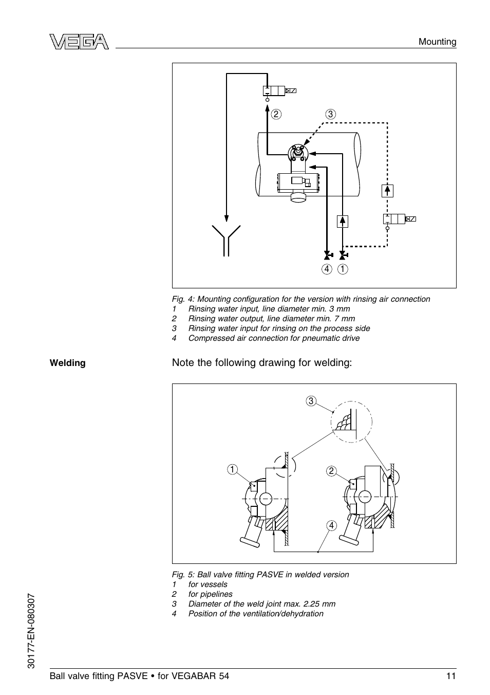 VEGA VEGABAR 54 Ball valve ﬁtting PASVE User Manual | Page 11 / 24