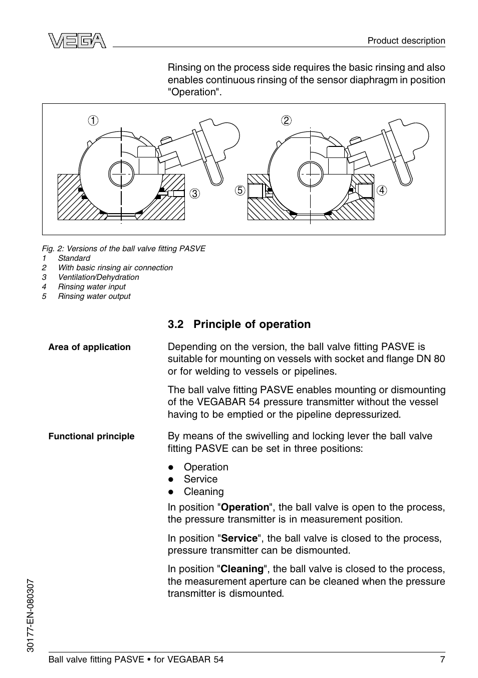 2 principle of operation, 2 p rinciple of operation | VEGA VEGABAR 54 Ball valve ﬁtting PASVE User Manual | Page 7 / 24