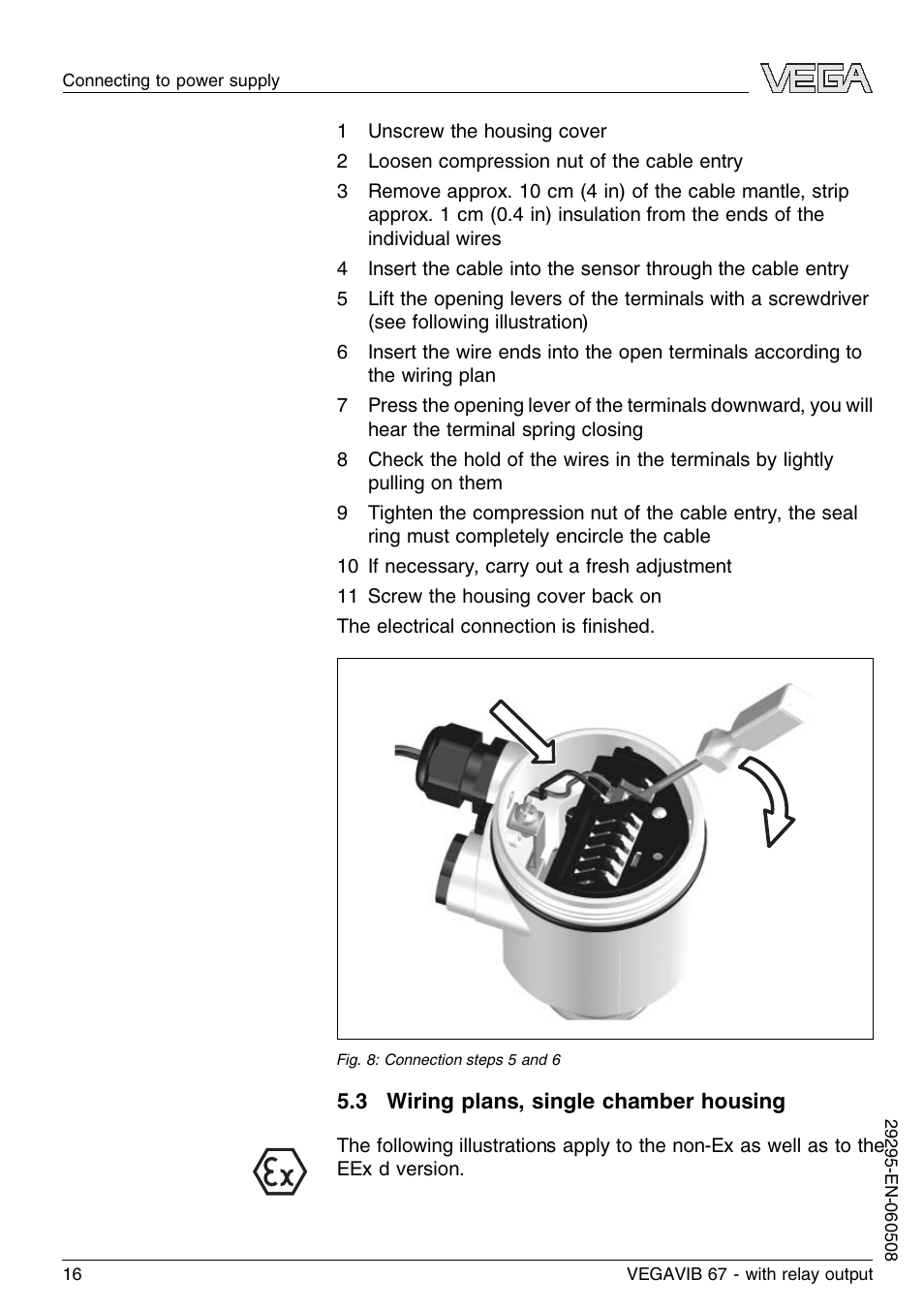 3 wiring plans, single chamber housing | VEGA VEGAVIB 67 - relay output User Manual | Page 16 / 36