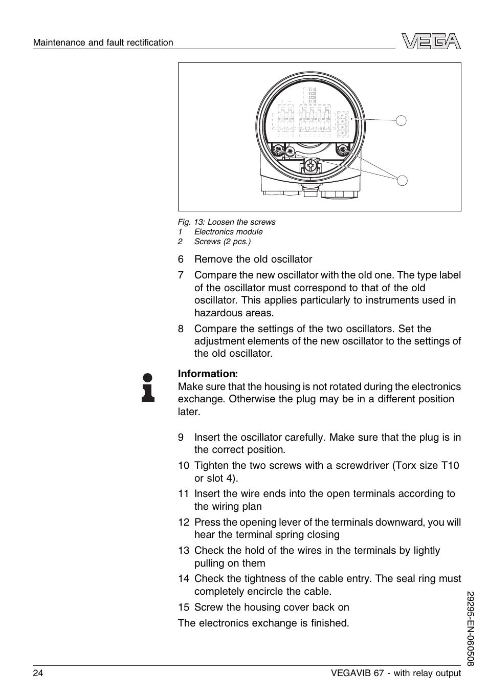 VEGA VEGAVIB 67 - relay output User Manual | Page 24 / 36