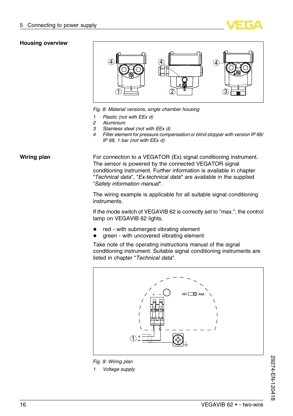 VEGA VEGAVIB 62 - two-wire User Manual | Page 16 / 40