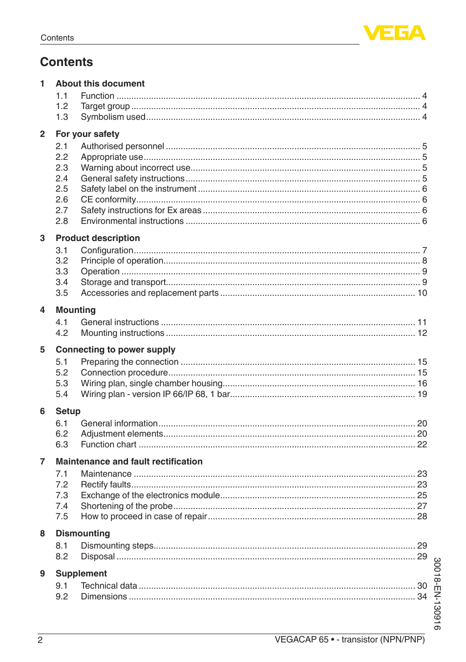 VEGA VEGACAP 65 - transistor (NPN_PNP) User Manual | Page 2 / 44
