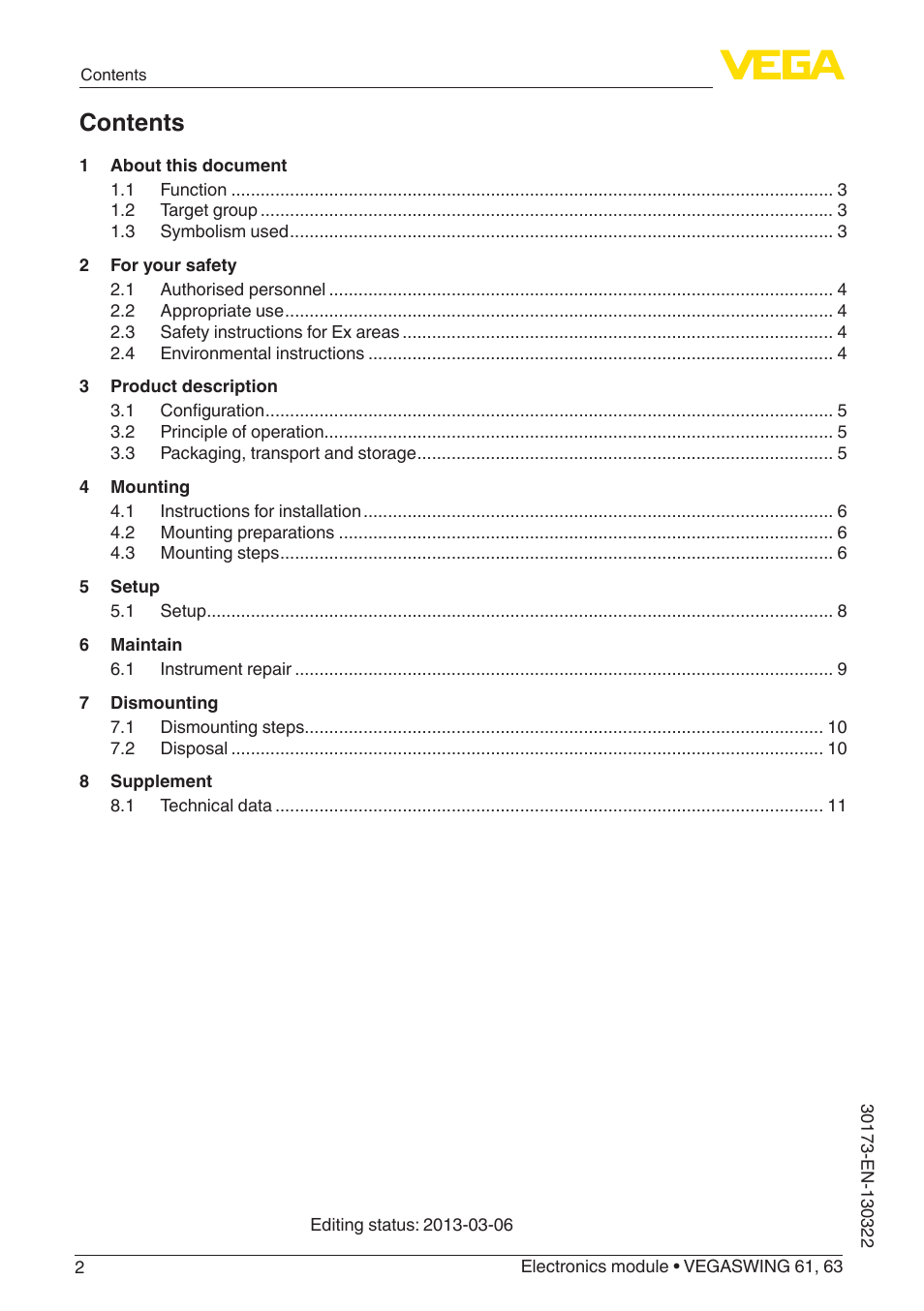 VEGA VEGASWING 63 Electronics module User Manual | Page 2 / 12