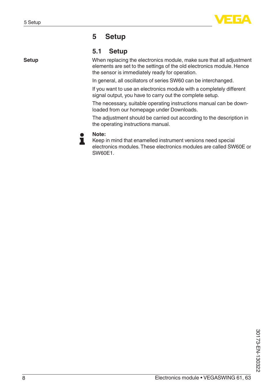 5 setup | VEGA VEGASWING 63 Electronics module User Manual | Page 8 / 12