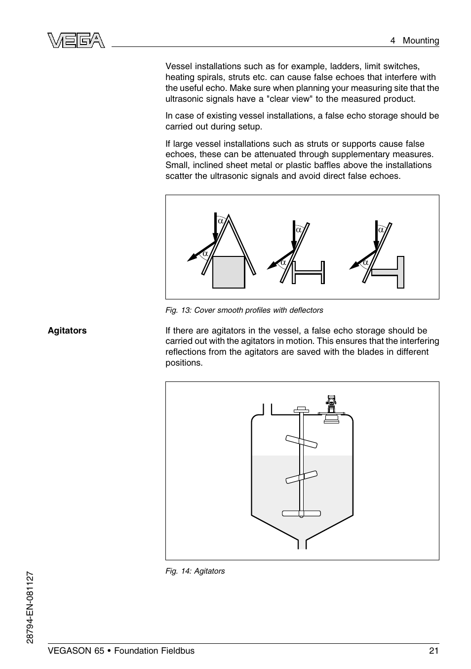 VEGA VEGASON 65 Foundation Fieldbus User Manual | Page 21 / 68