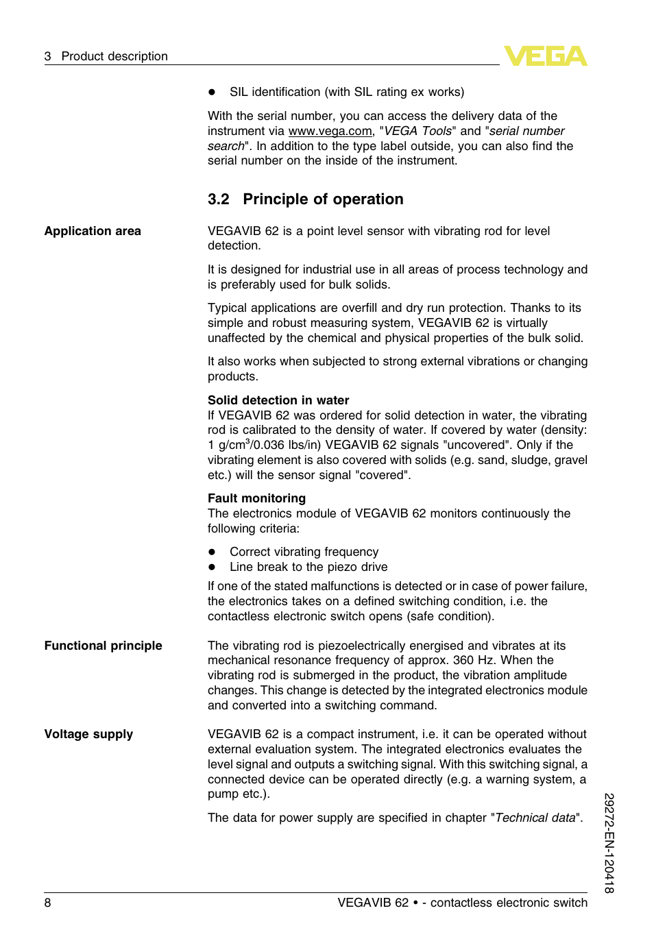 2 principle of operation | VEGA VEGAVIB 62 - contactless electronic switch User Manual | Page 8 / 32
