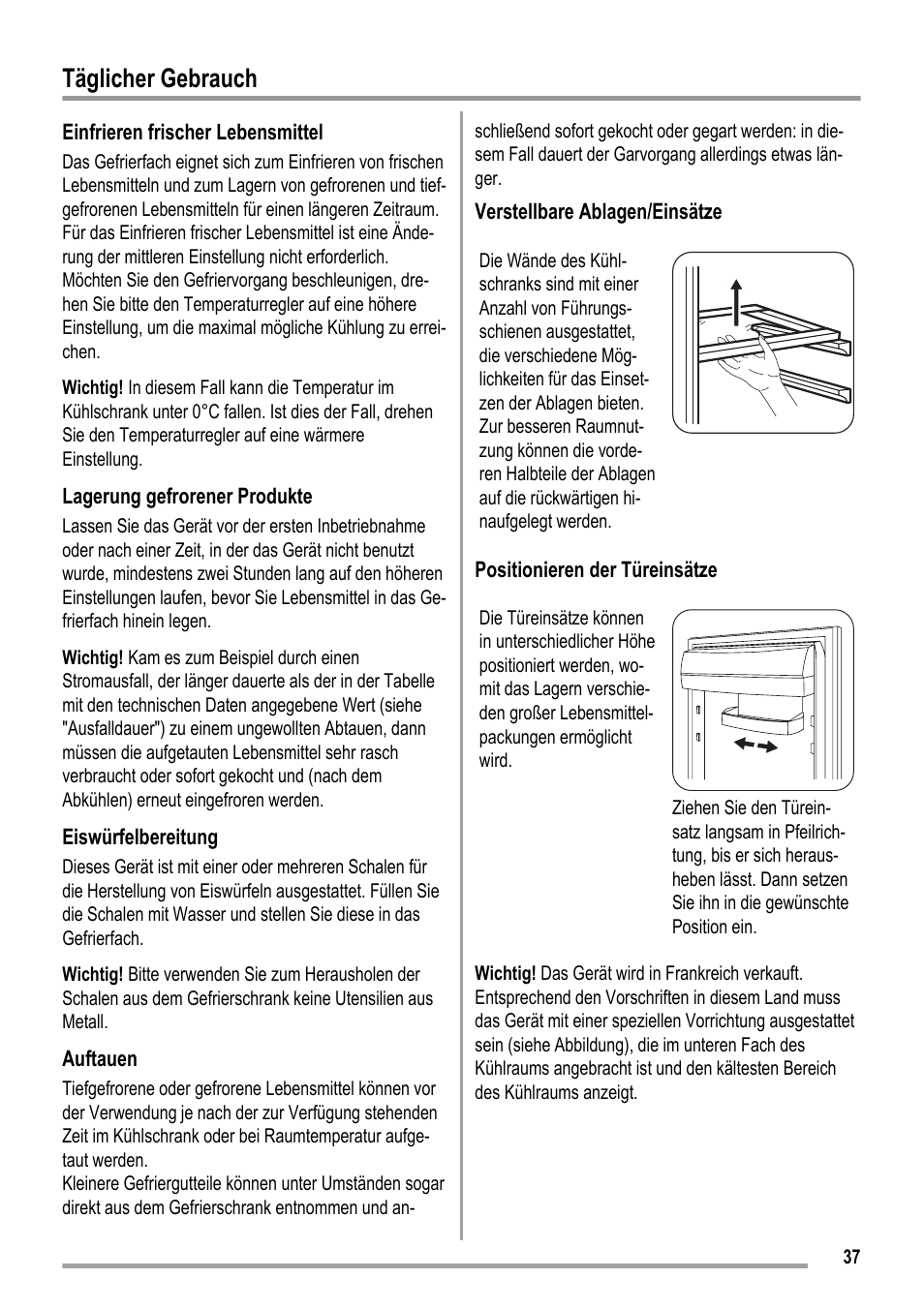 Täglicher gebrauch | ZANKER KBU 12401 DK User Manual | Page 37 / 48