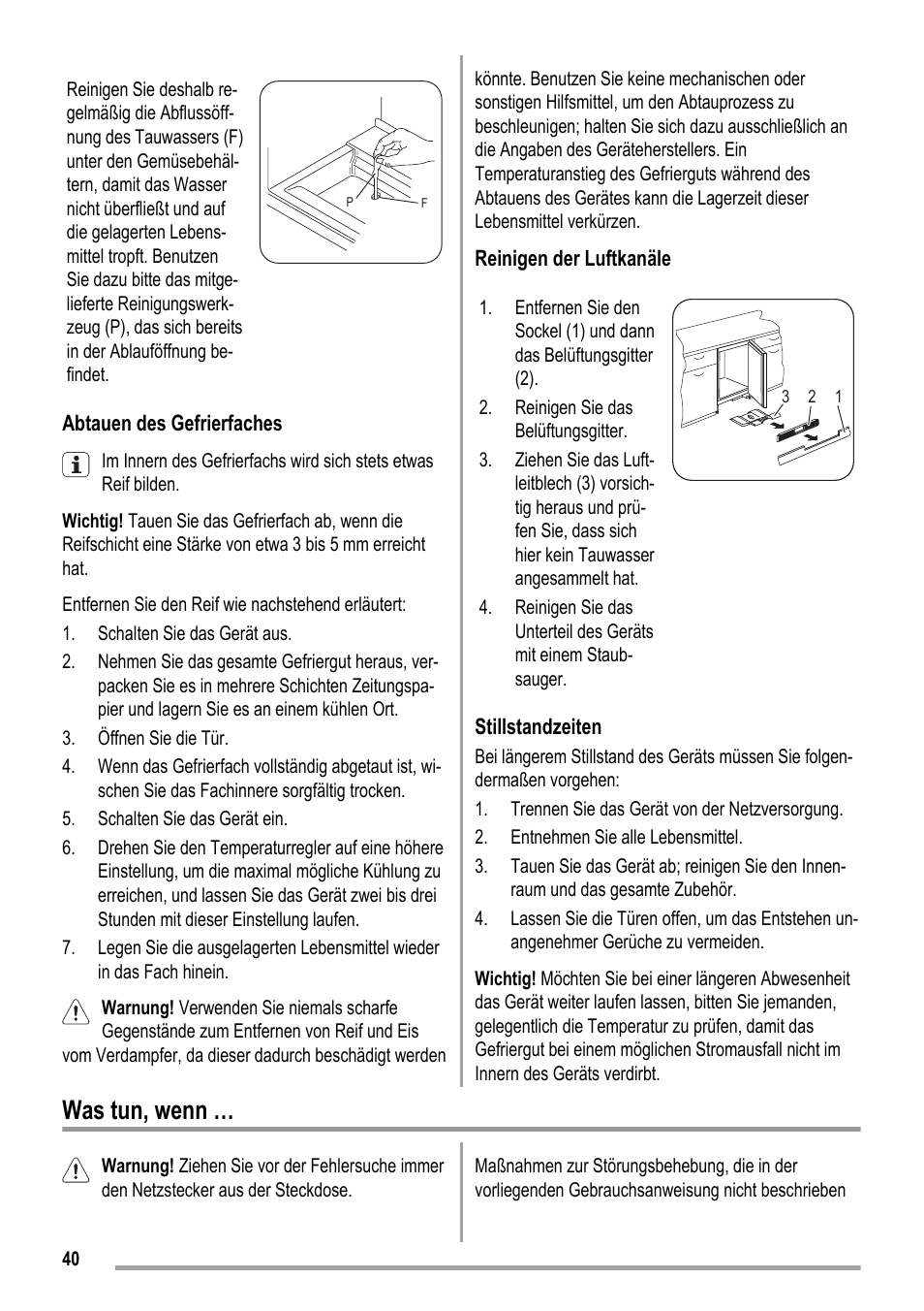 Was tun, wenn | ZANKER KBU 12401 DK User Manual | Page 40 / 48