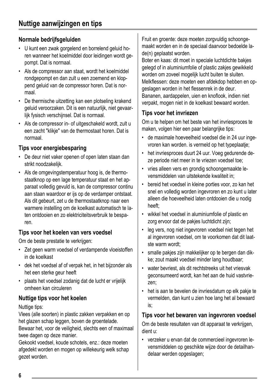 Nuttige aanwijzingen en tips | ZANKER KBU 12401 DK User Manual | Page 6 / 48