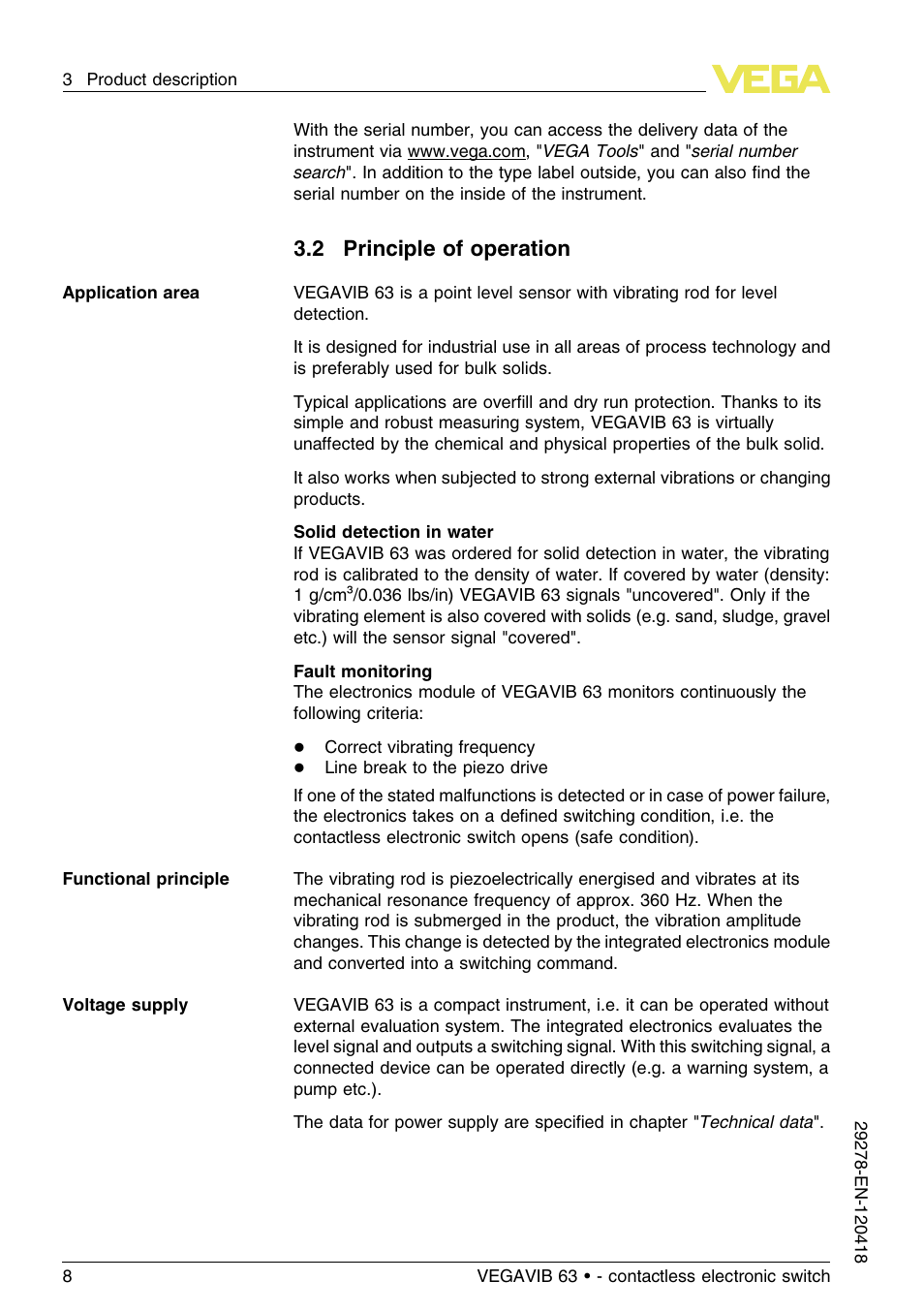 2 principle of operation | VEGA VEGAVIB 63 - contactless electronic switch User Manual | Page 8 / 36