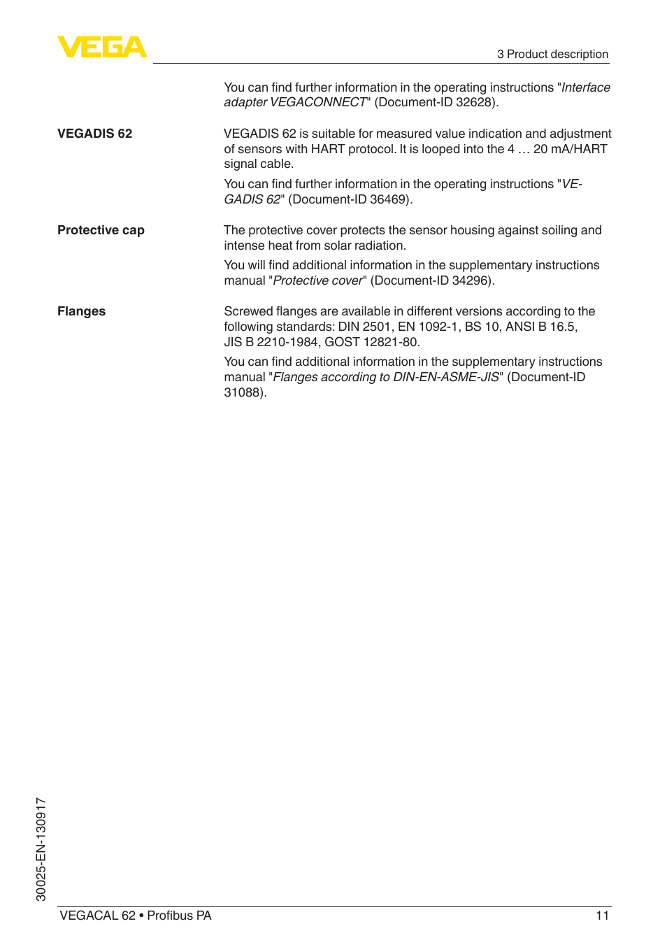 VEGA VEGACAL 62 Profibus PA User Manual | Page 11 / 52