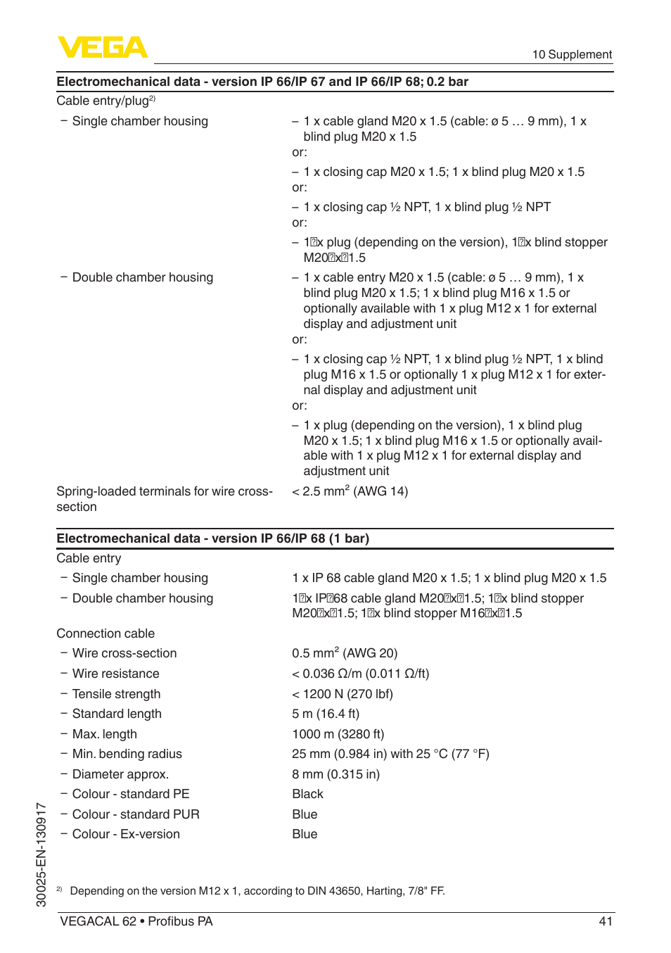 VEGA VEGACAL 62 Profibus PA User Manual | Page 41 / 52