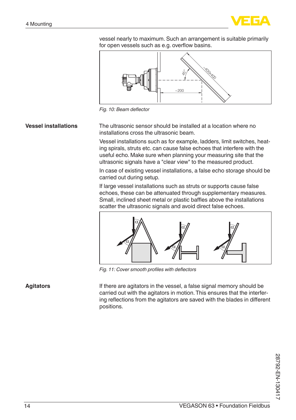 VEGA VEGASON 63 Foundation Fieldbus User Manual | Page 14 / 52