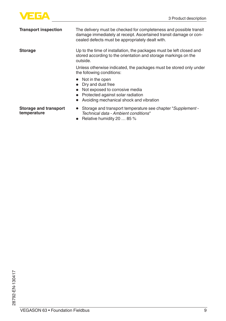 VEGA VEGASON 63 Foundation Fieldbus User Manual | Page 9 / 52