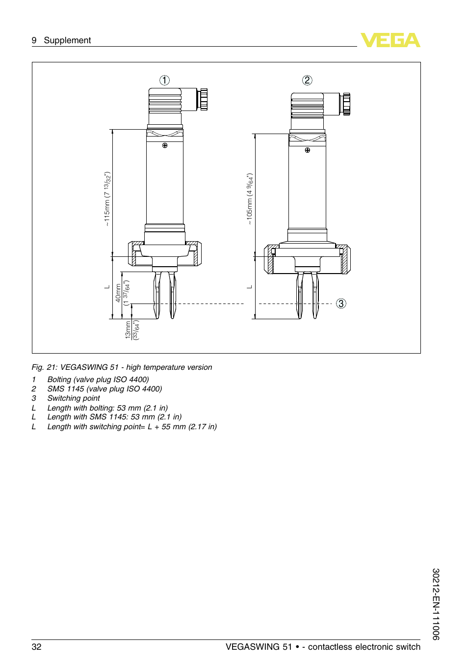 VEGA VEGASWING 51 - contactless electronic switch User Manual | Page 32 / 36