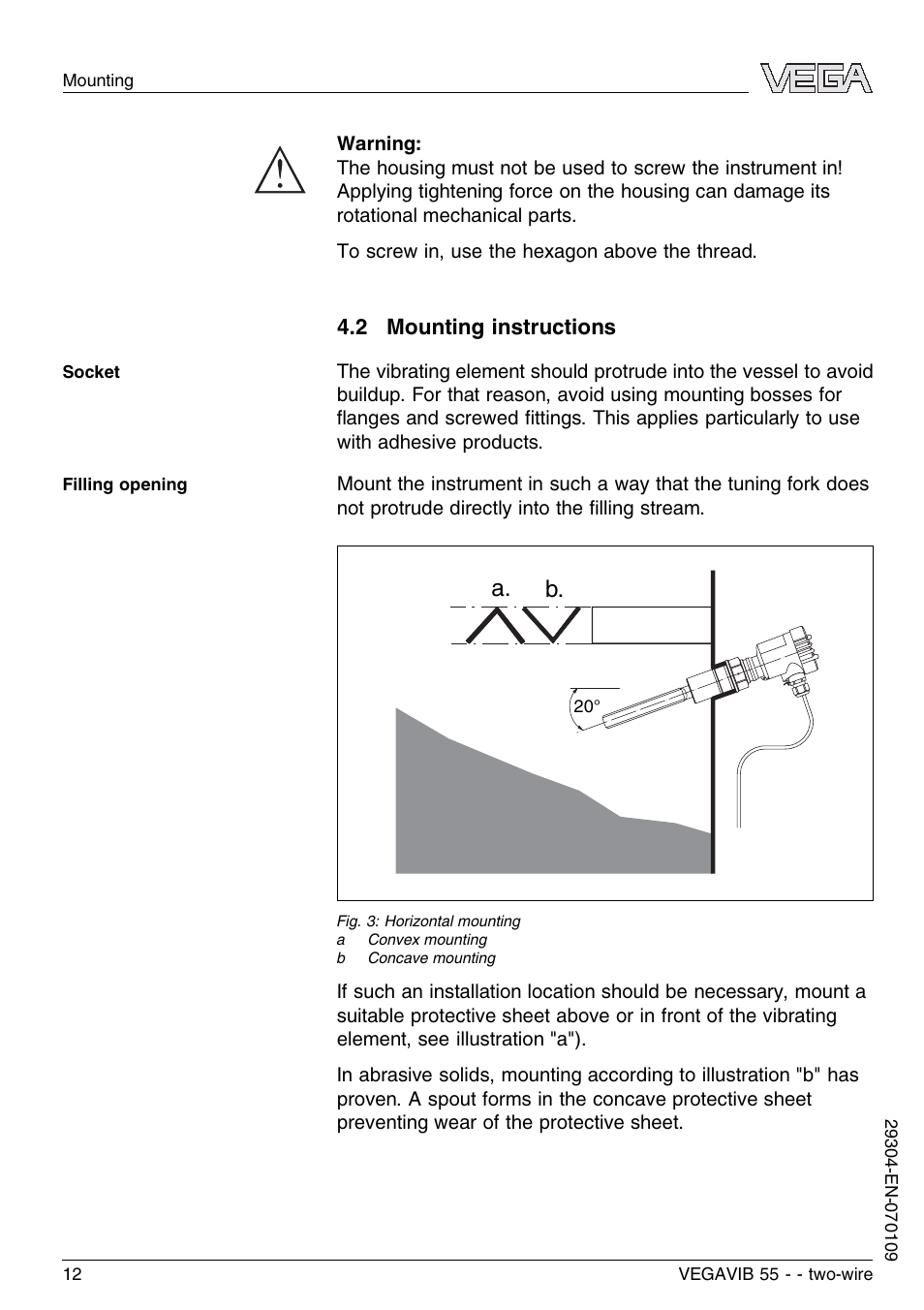 2 mounting instructions, A. b | VEGA VEGAVIB 55 - two-wire User Manual | Page 12 / 32