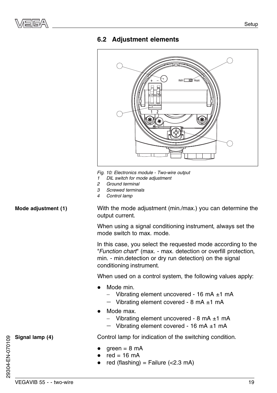 2 adjustment elements | VEGA VEGAVIB 55 - two-wire User Manual | Page 19 / 32