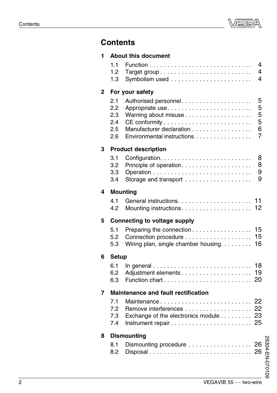 VEGA VEGAVIB 55 - two-wire User Manual | Page 2 / 32