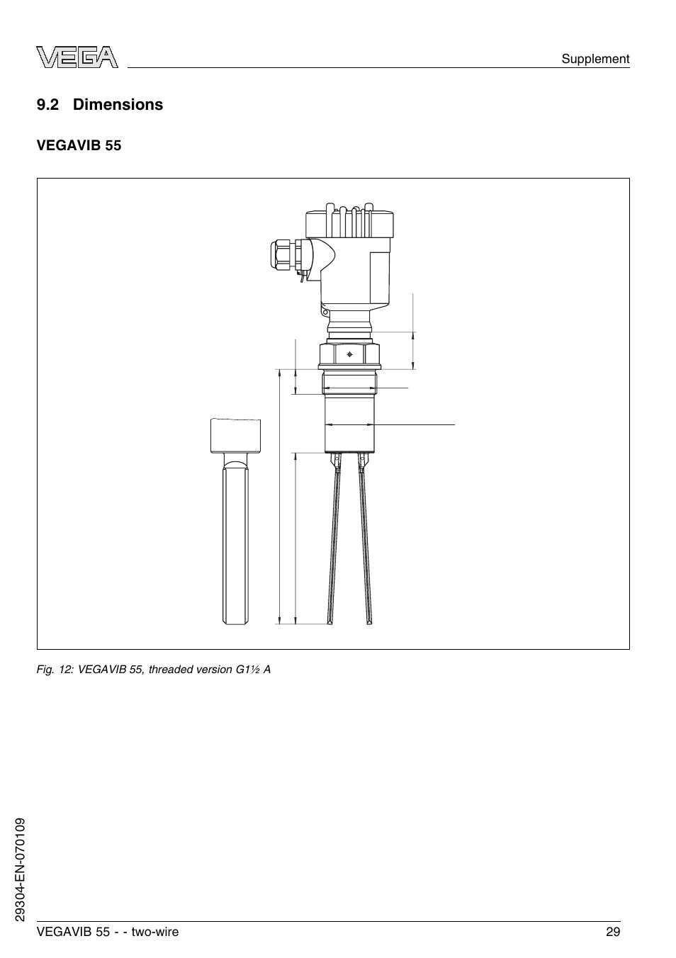 2 dimensions, Vegavib 55 | VEGA VEGAVIB 55 - two-wire User Manual | Page 29 / 32
