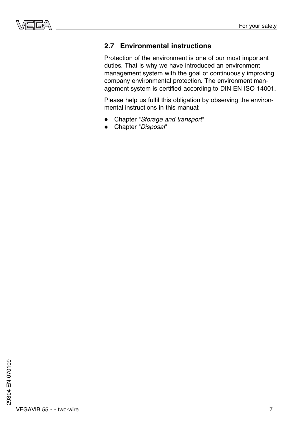 7 environmental instructions | VEGA VEGAVIB 55 - two-wire User Manual | Page 7 / 32