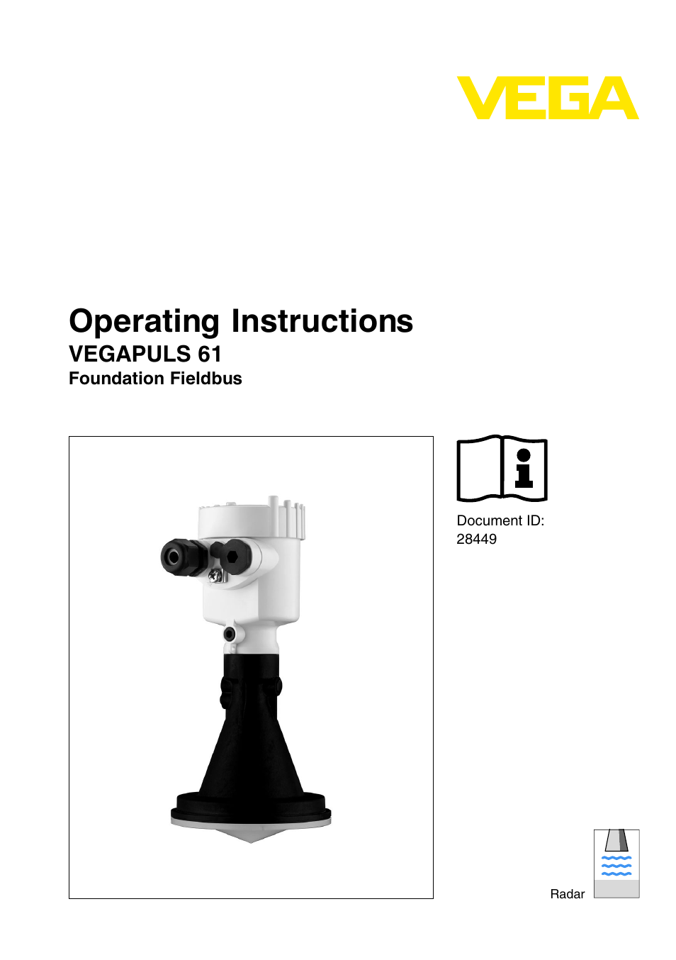 VEGA VEGAPULS 61 (≥ 2.0.0 - ≤ 3.8) Foundation Fieldbus User Manual | 76 pages