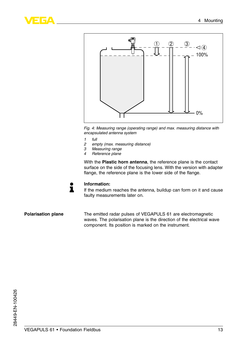 VEGA VEGAPULS 61 (≥ 2.0.0 - ≤ 3.8) Foundation Fieldbus User Manual | Page 13 / 76