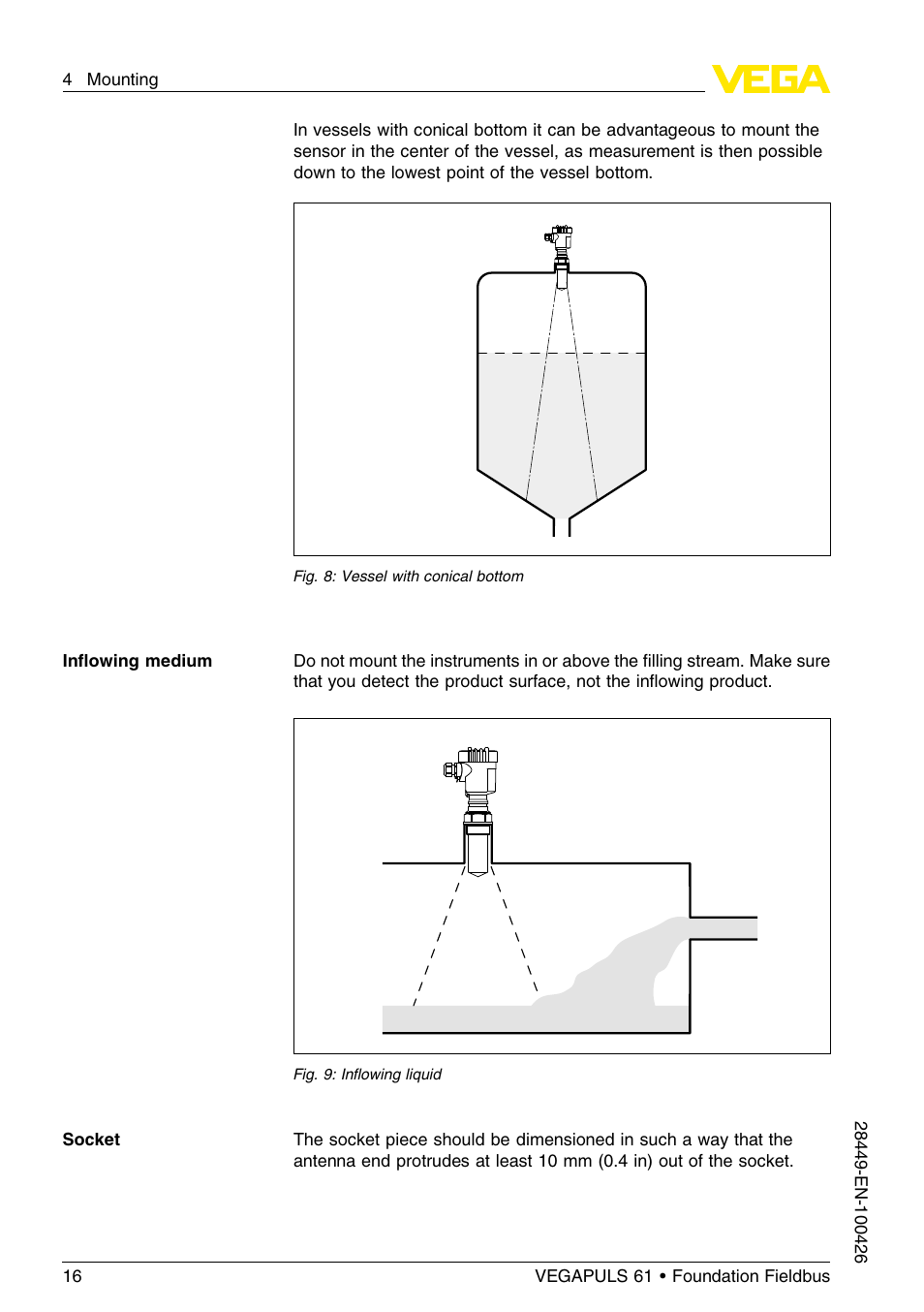 VEGA VEGAPULS 61 (≥ 2.0.0 - ≤ 3.8) Foundation Fieldbus User Manual | Page 16 / 76