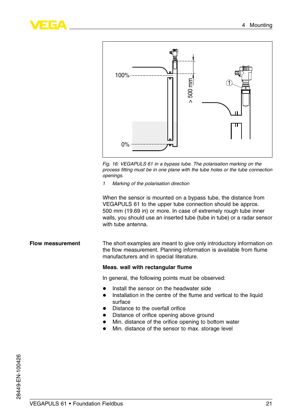 VEGA VEGAPULS 61 (≥ 2.0.0 - ≤ 3.8) Foundation Fieldbus User Manual | Page 21 / 76