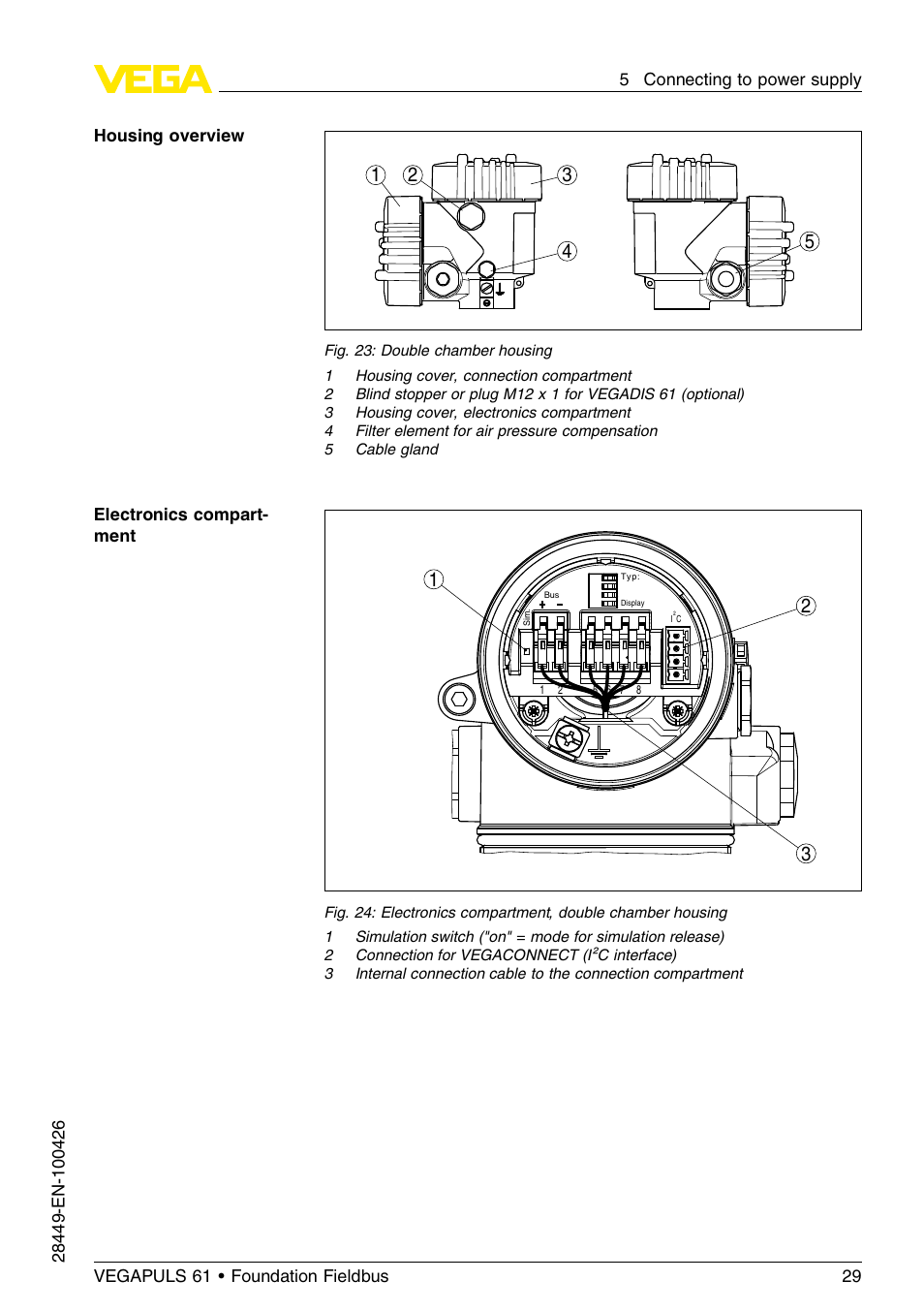 VEGA VEGAPULS 61 (≥ 2.0.0 - ≤ 3.8) Foundation Fieldbus User Manual | Page 29 / 76