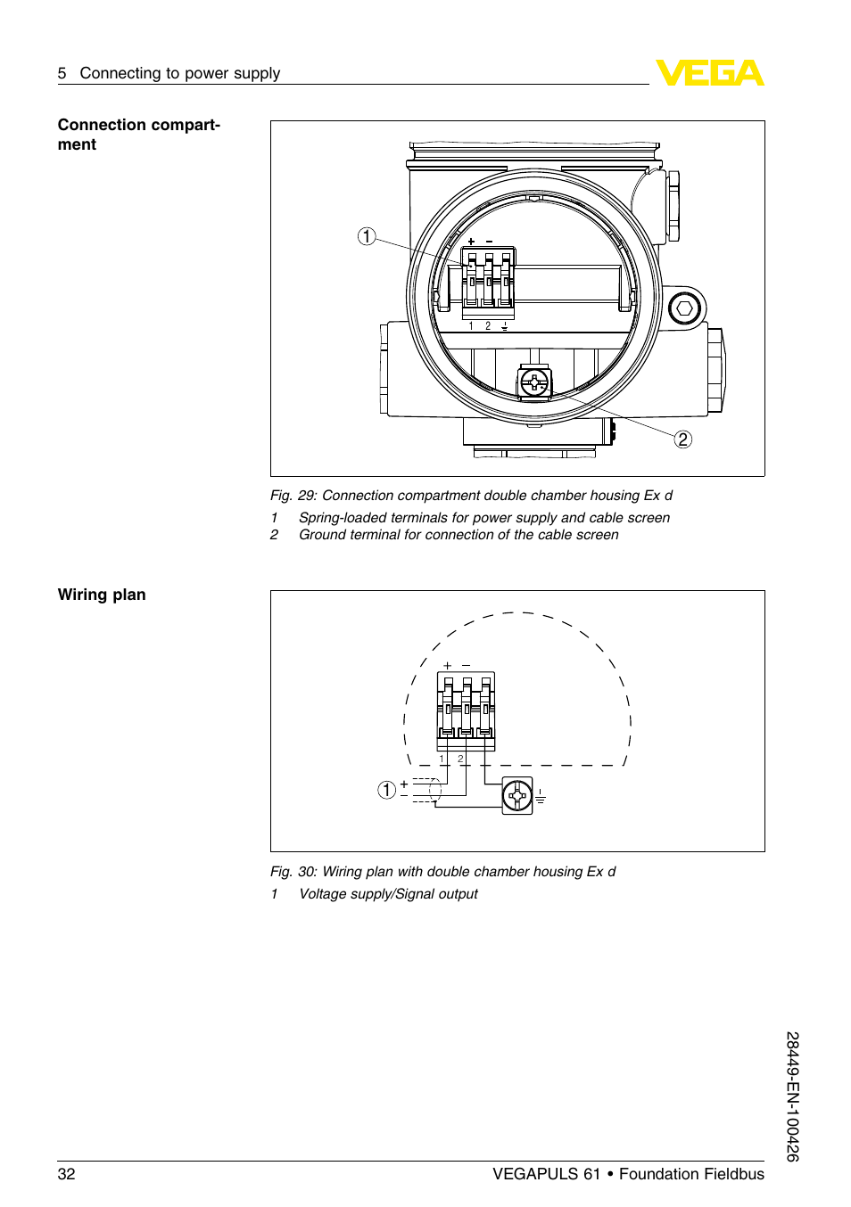 VEGA VEGAPULS 61 (≥ 2.0.0 - ≤ 3.8) Foundation Fieldbus User Manual | Page 32 / 76