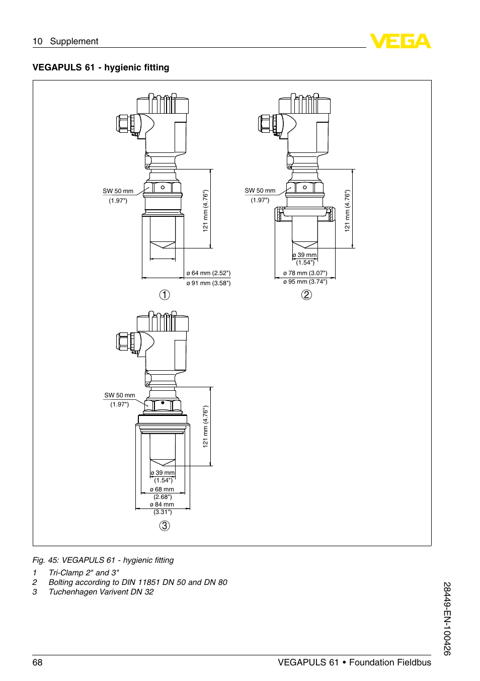 VEGA VEGAPULS 61 (≥ 2.0.0 - ≤ 3.8) Foundation Fieldbus User Manual | Page 68 / 76